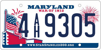 MD license plate 4AH9305