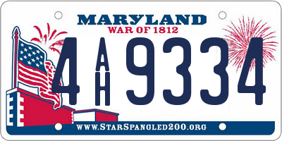 MD license plate 4AH9334