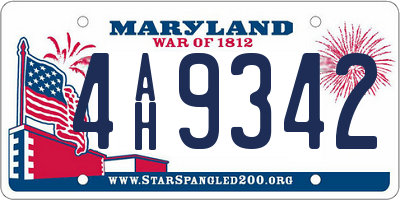 MD license plate 4AH9342