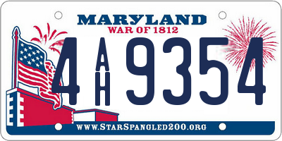 MD license plate 4AH9354