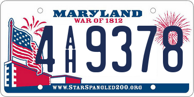 MD license plate 4AH9378
