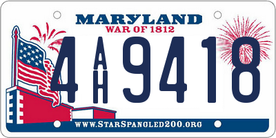 MD license plate 4AH9418