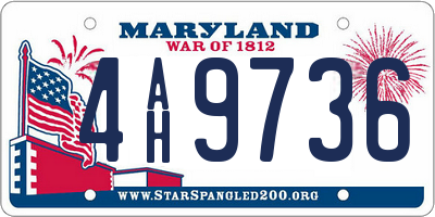 MD license plate 4AH9736