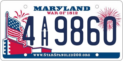 MD license plate 4AH9860