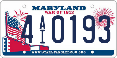 MD license plate 4AI0193