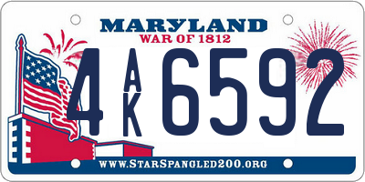 MD license plate 4AK6592