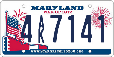 MD license plate 4AK7141