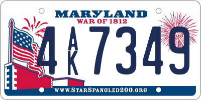 MD license plate 4AK7349
