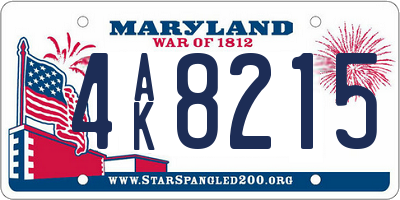 MD license plate 4AK8215