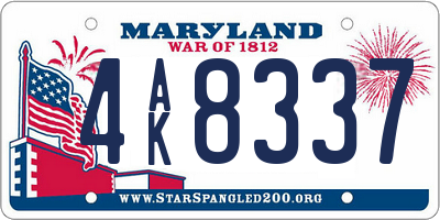MD license plate 4AK8337