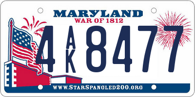 MD license plate 4AK8477