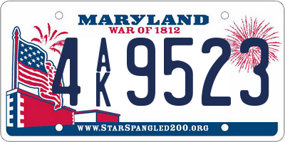 MD license plate 4AK9523
