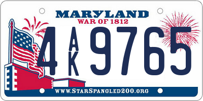MD license plate 4AK9765