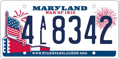 MD license plate 4AL8342