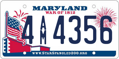 MD license plate 4AM4356