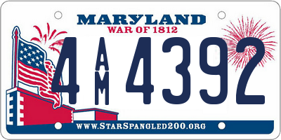 MD license plate 4AM4392