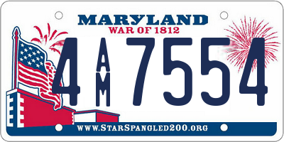 MD license plate 4AM7554