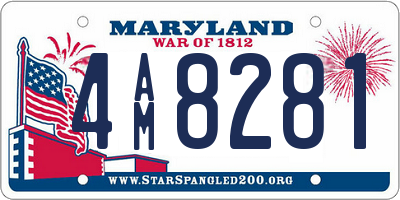 MD license plate 4AM8281