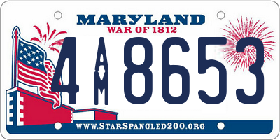 MD license plate 4AM8653