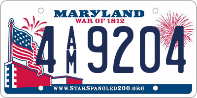 MD license plate 4AM9204