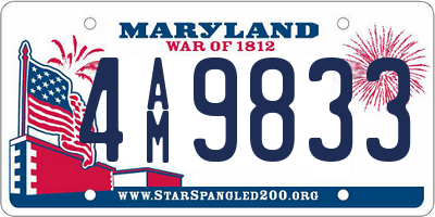 MD license plate 4AM9833