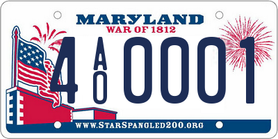 MD license plate 4AO0001