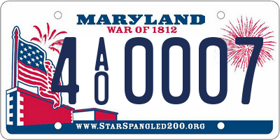 MD license plate 4AO0007