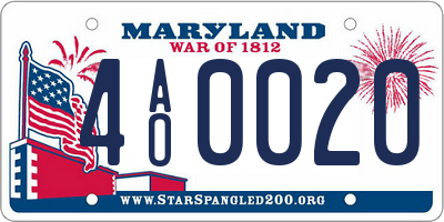 MD license plate 4AO0020
