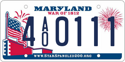 MD license plate 4AO0111