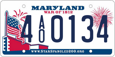 MD license plate 4AO0134
