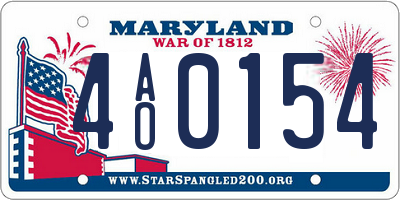 MD license plate 4AO0154