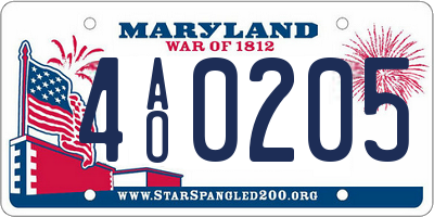 MD license plate 4AO0205