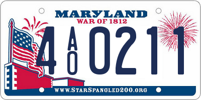 MD license plate 4AO0211