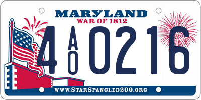 MD license plate 4AO0216