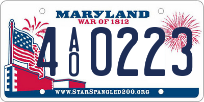 MD license plate 4AO0223