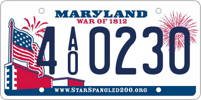 MD license plate 4AO0230