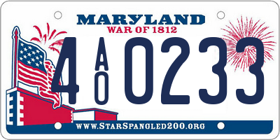 MD license plate 4AO0233