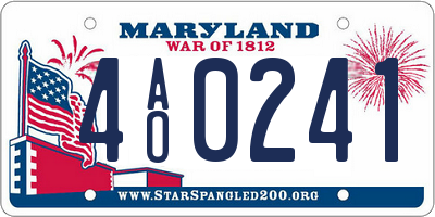 MD license plate 4AO0241