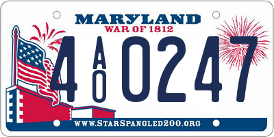 MD license plate 4AO0247