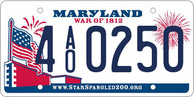 MD license plate 4AO0250