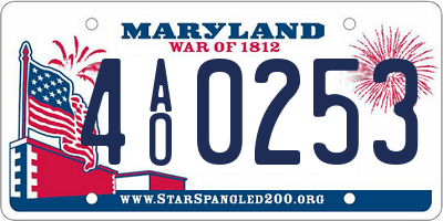 MD license plate 4AO0253