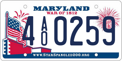 MD license plate 4AO0259