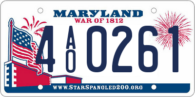 MD license plate 4AO0261