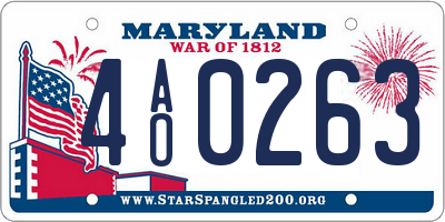 MD license plate 4AO0263