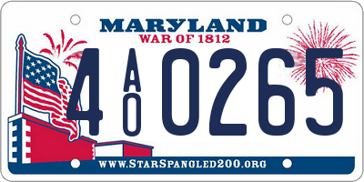 MD license plate 4AO0265