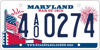 MD license plate 4AO0274