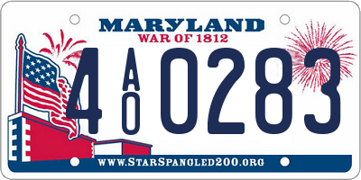 MD license plate 4AO0283