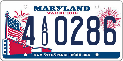 MD license plate 4AO0286