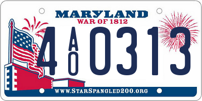 MD license plate 4AO0313