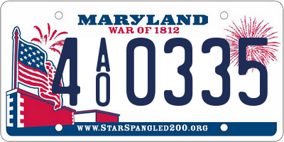 MD license plate 4AO0335
